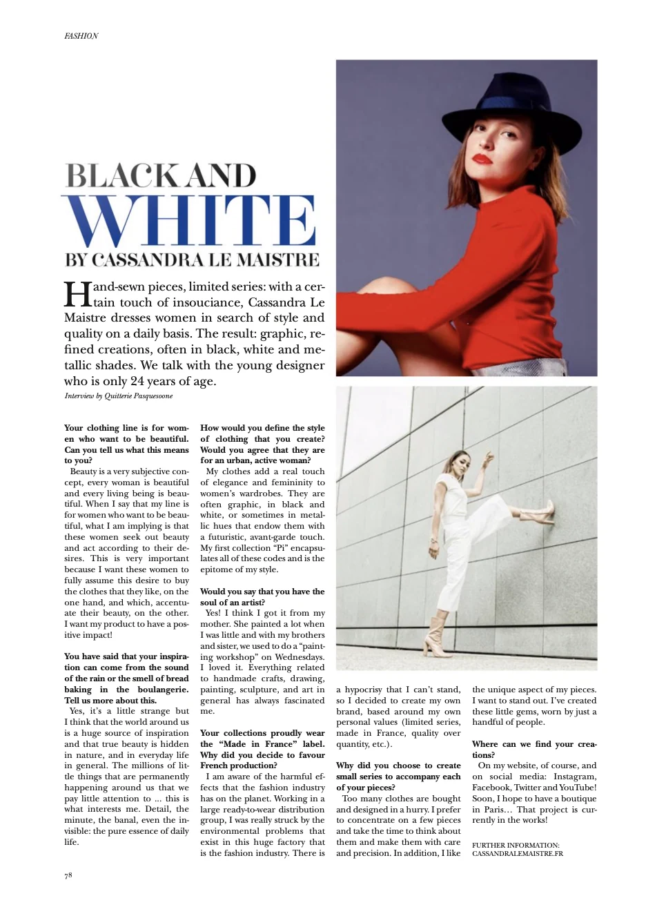 Le magazine « Blush Dream Magazine » reçoit la créatrice et styliste de la marque « Cassandra Le Maistre ». — photographie 2