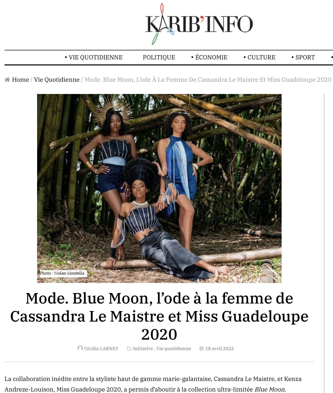 La collaboration Blue Moon dans la presse ! — photographie des archives