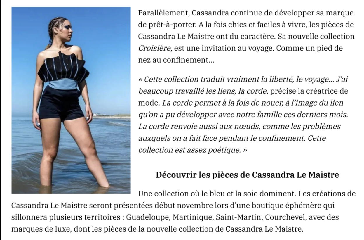 Cassandra Le Maistre, styliste, habillera Miss Guadeloupe pour Miss France — photographie 2