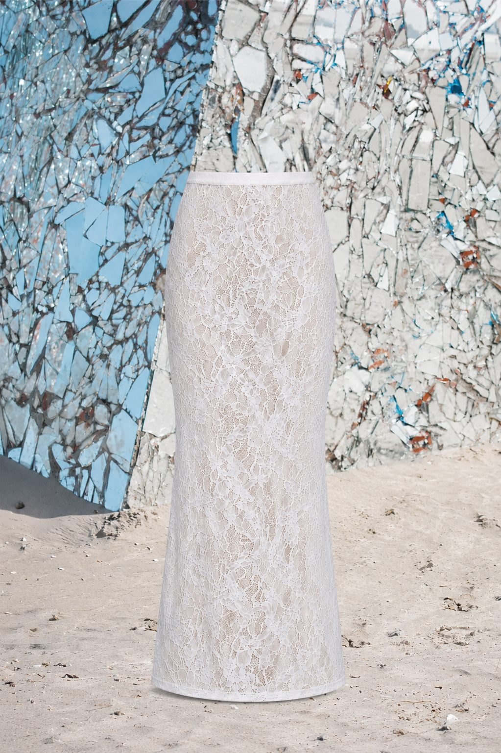 Jupe blanche en dentelle élastique — vue 2