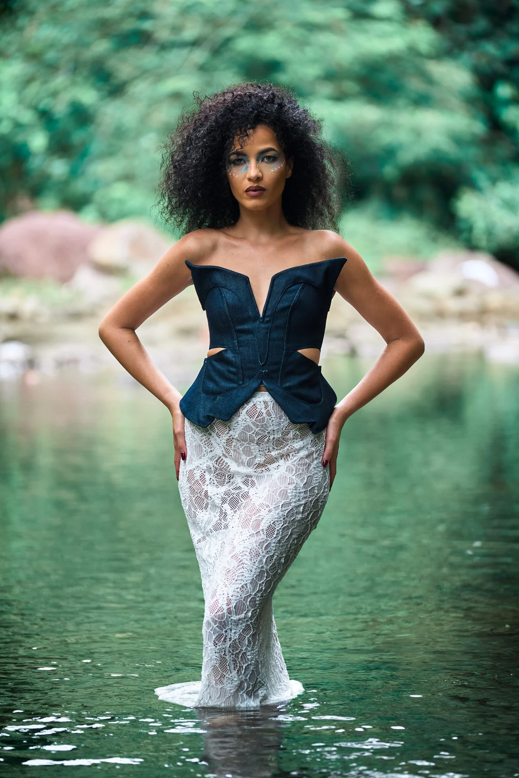 Bustier papillon en denim — vue 5