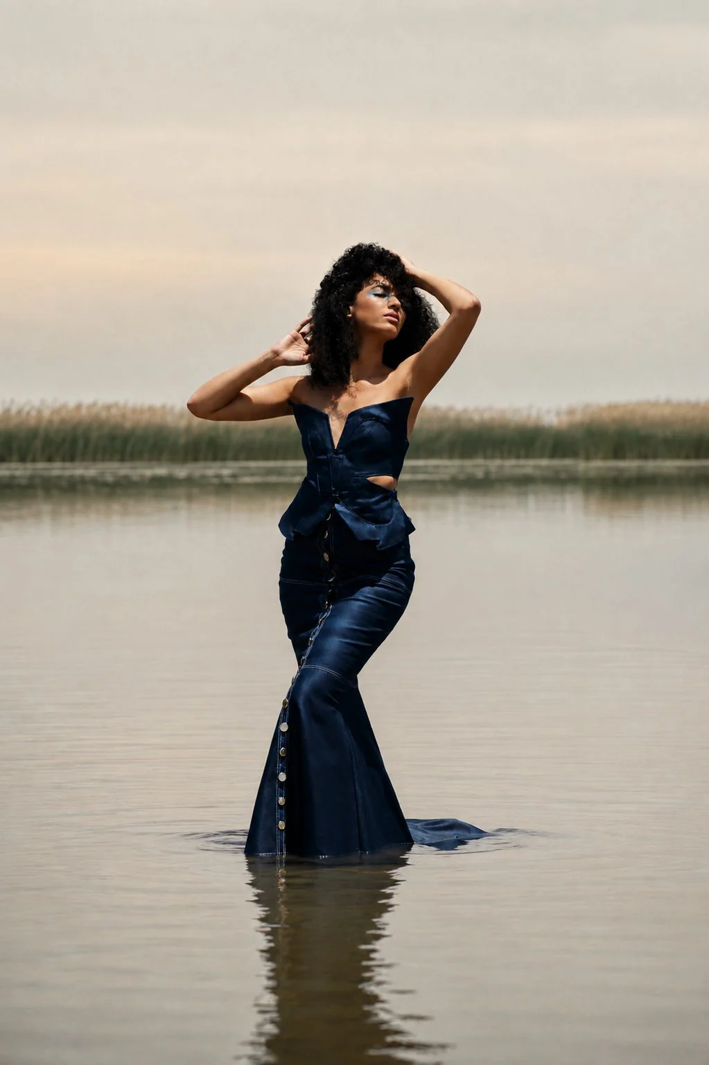 Jupe longue en denim — vue 4