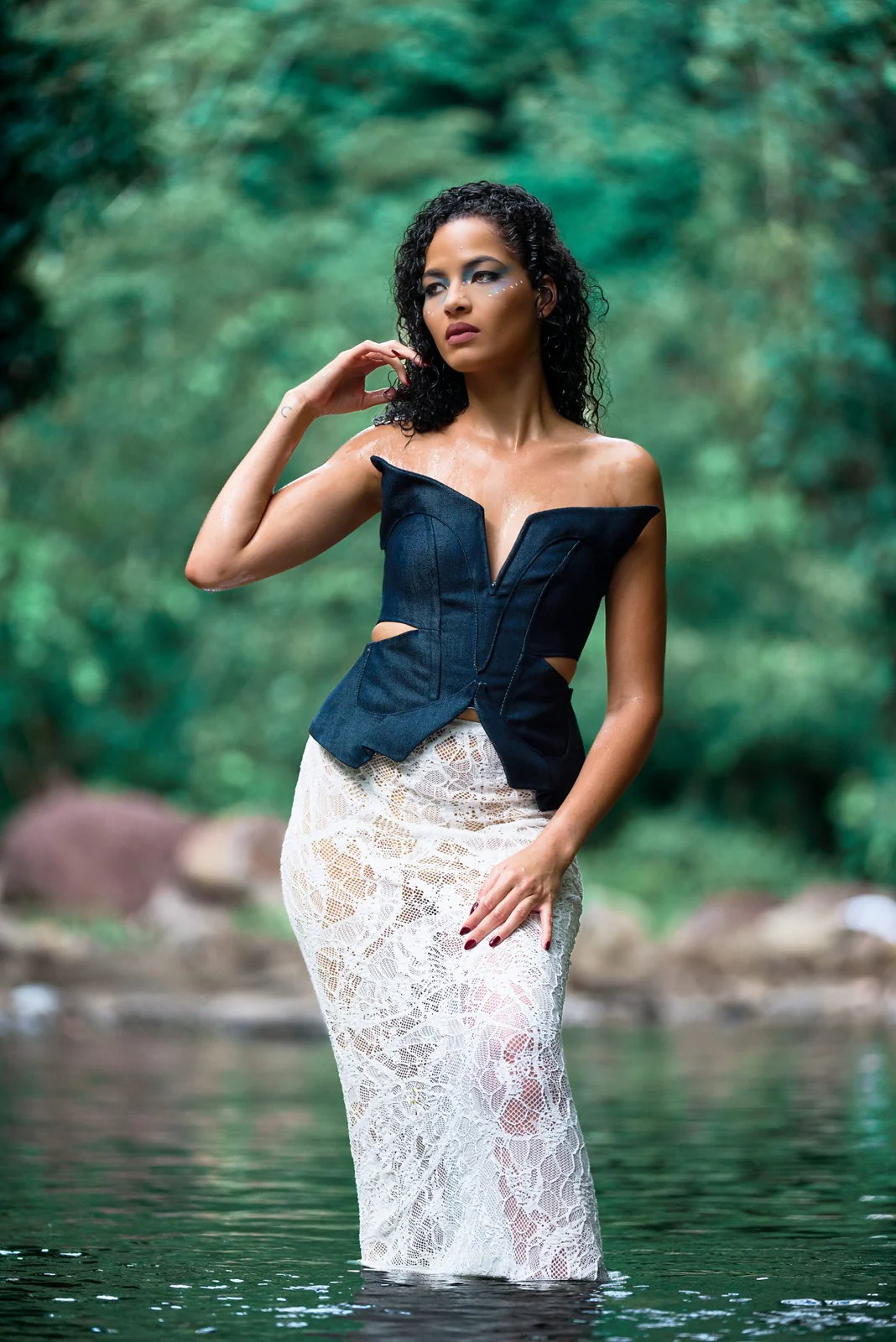 Bustier papillon en denim — vue 3