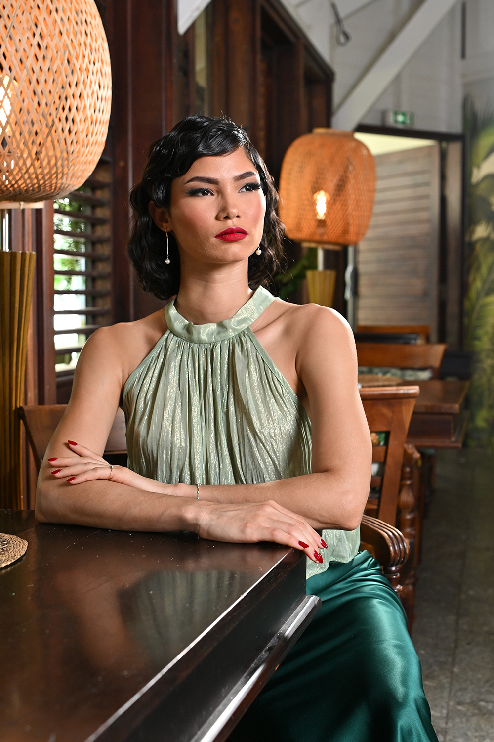 Haut fluide vert amande